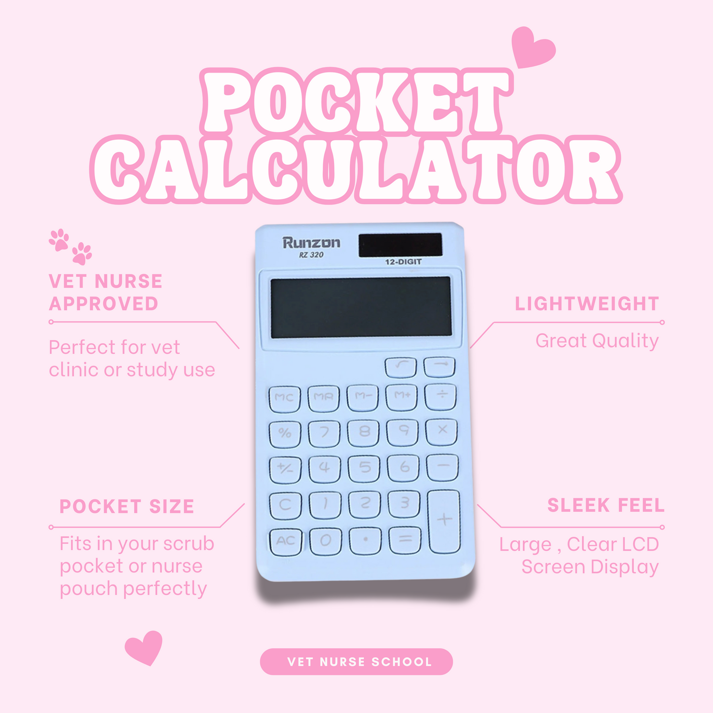 Pocket Calculator - Baby Blue