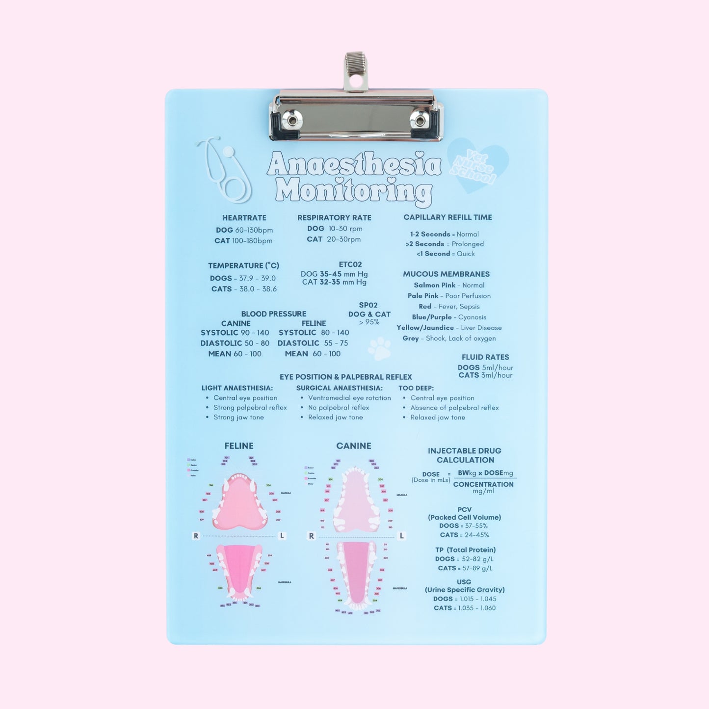 Anaesthetic Monitoring Clipboard - Blue
