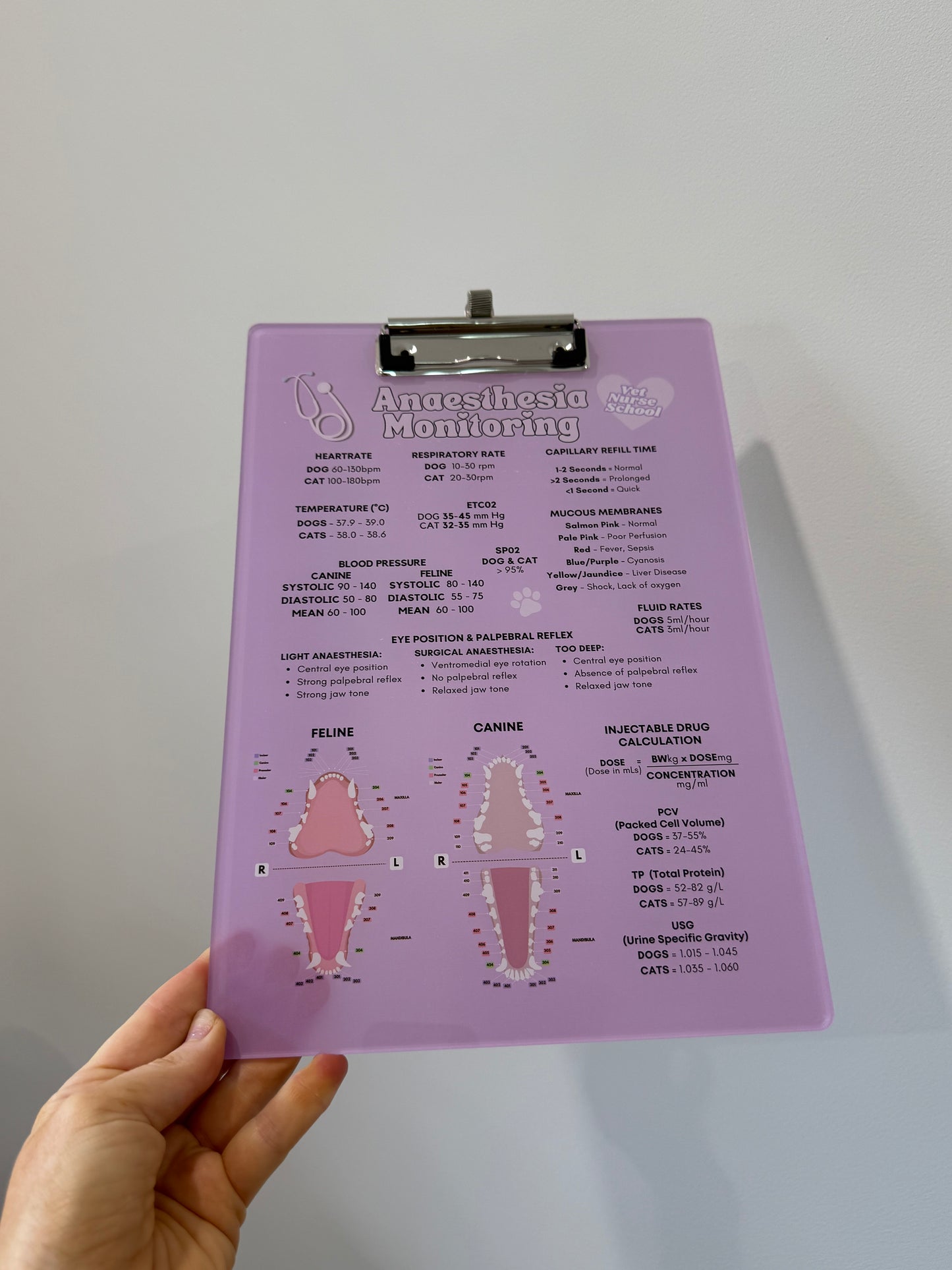Anaesthetic Monitoring Clipboard - Purple