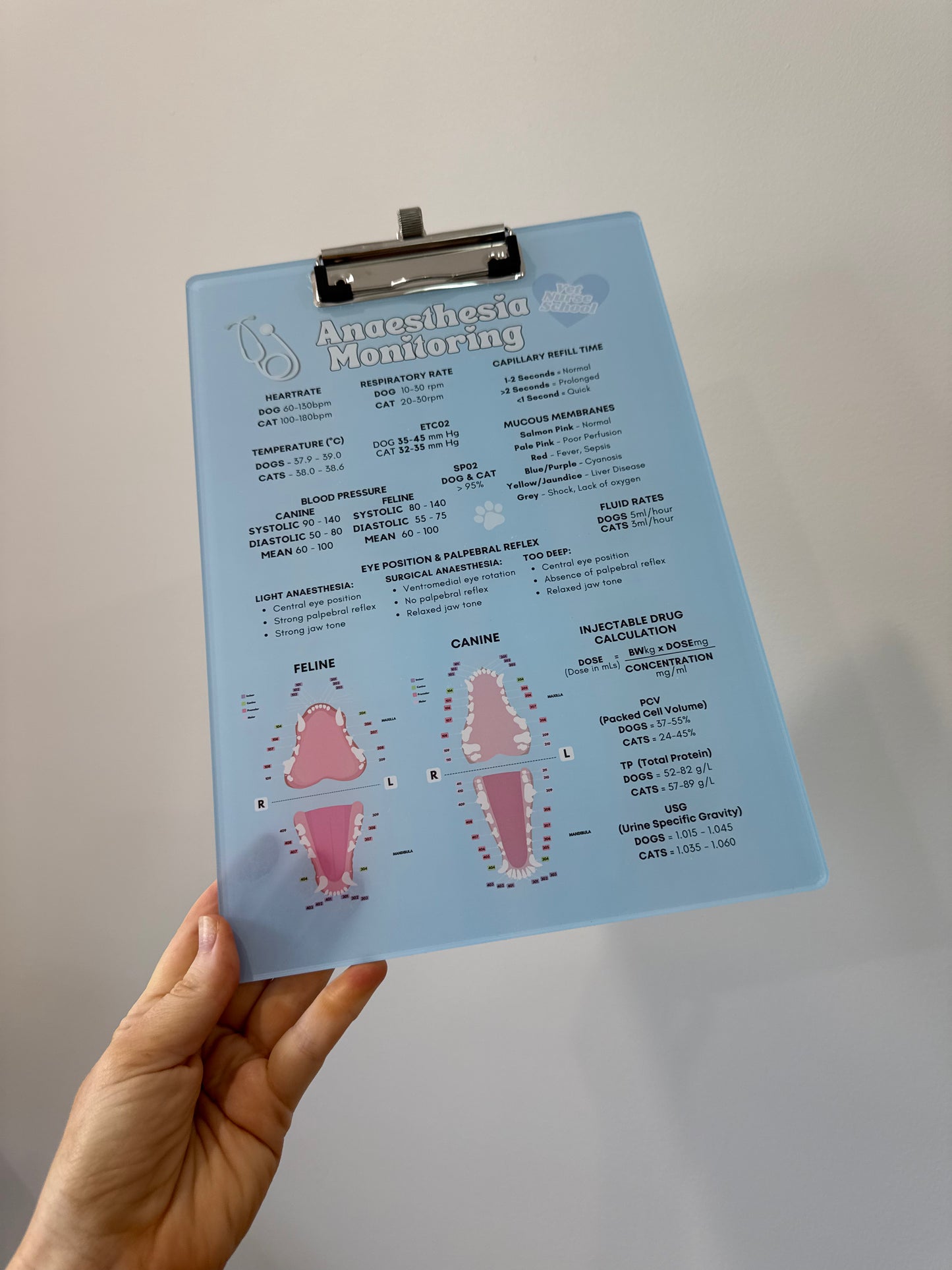 Anaesthetic Monitoring Clipboard - Blue