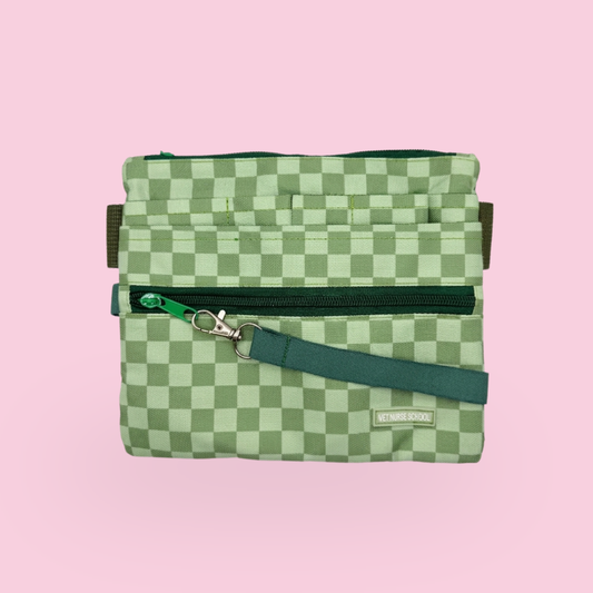 Vet Nurse Pouch Green Checkered