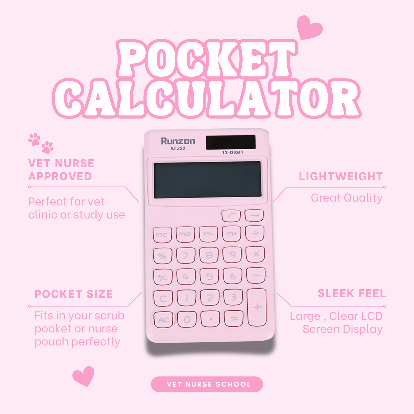 Pocket Calculator - Baby Pink