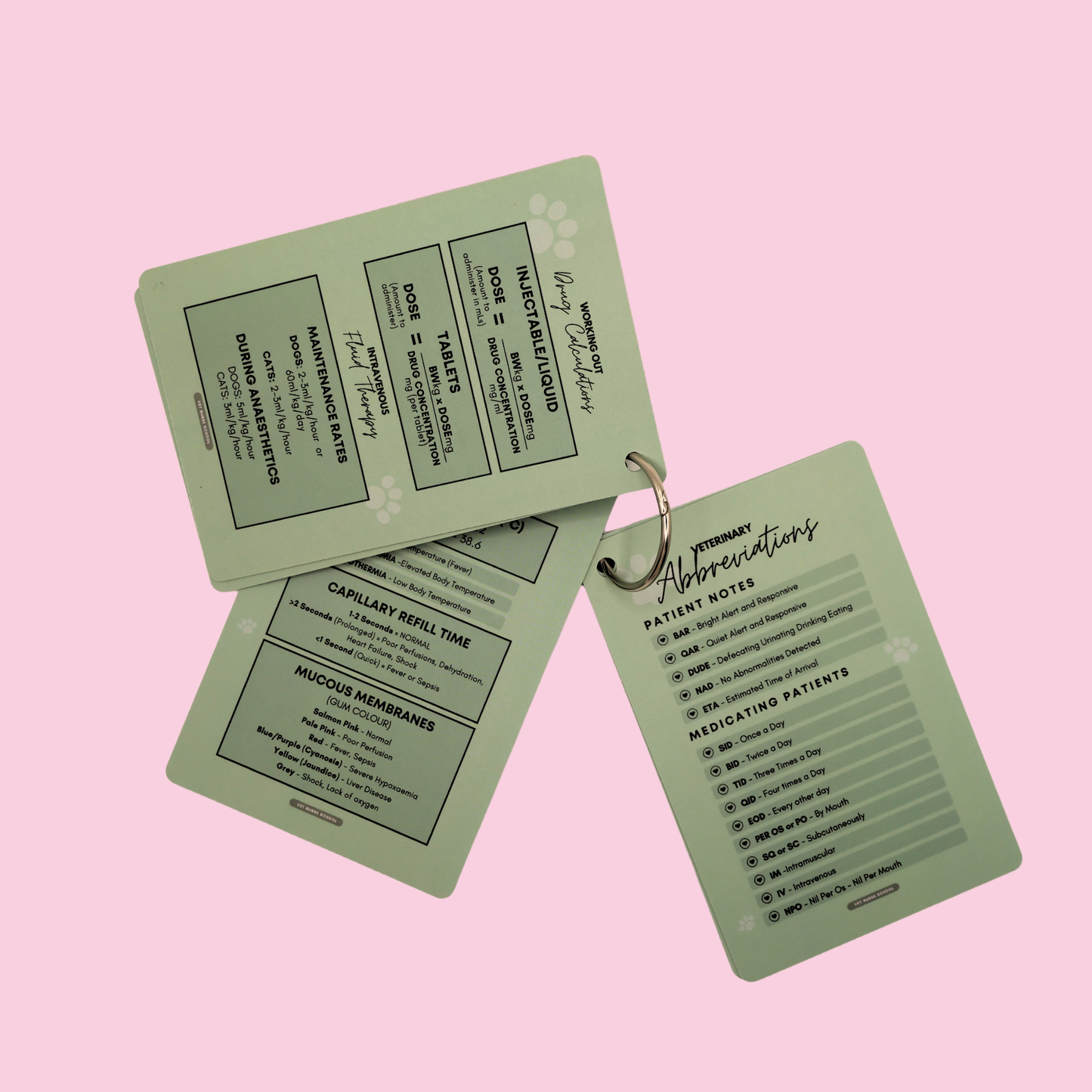 Vet Nurse Pocket Reference Cards - Matcha