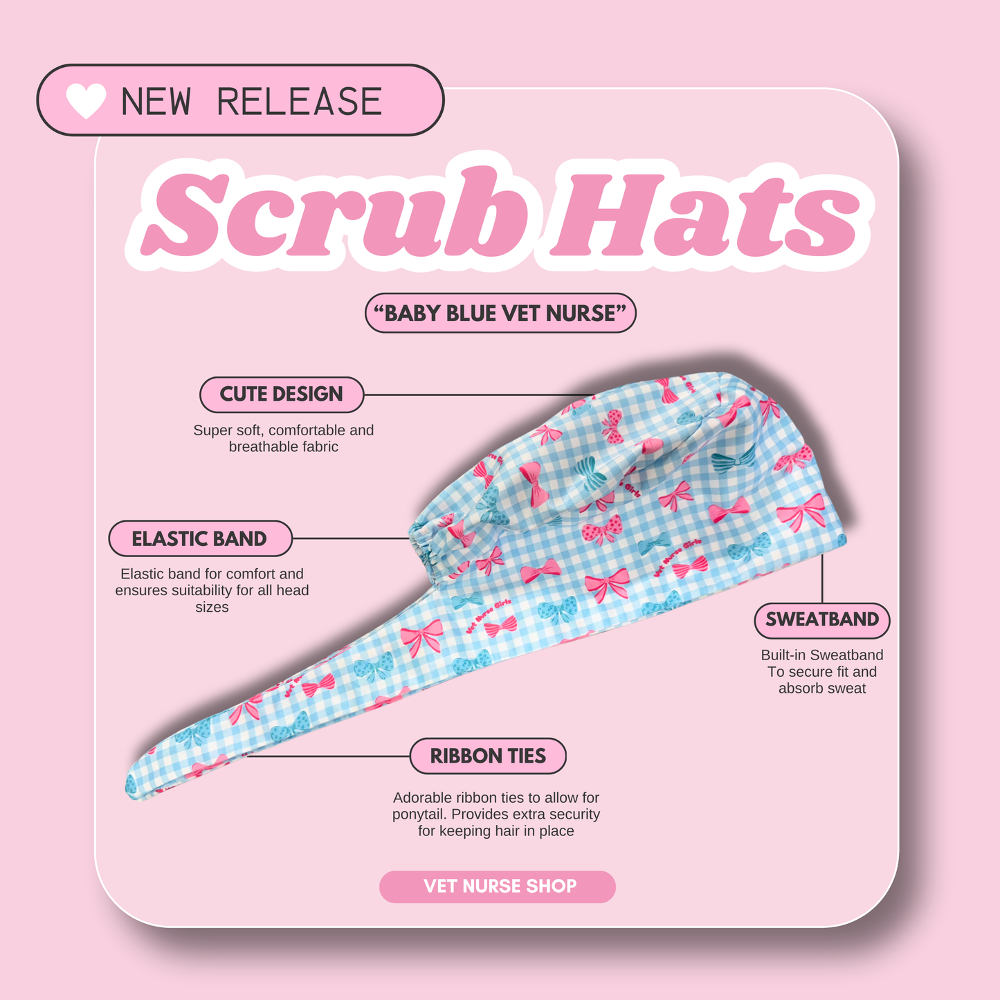Scrub Hat - Baby Blue Vet Nurse