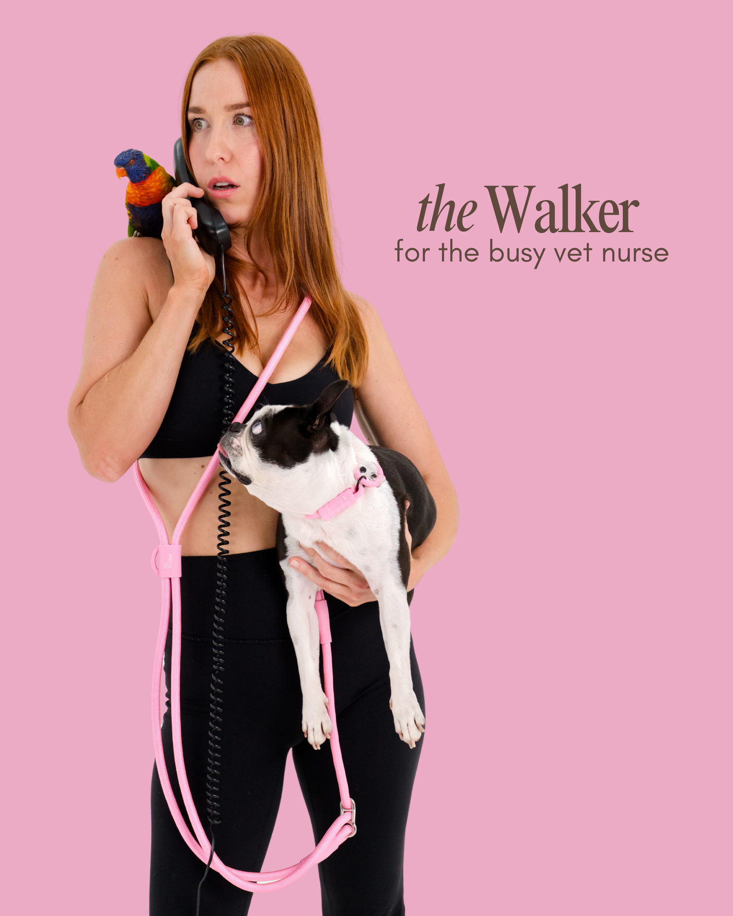 The Walker Vet Nurse Bundle Dog Walking Hands-free Leash - Pink