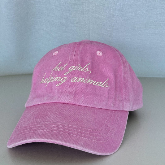 Hot Girls Helping Animals Pink Dad Hat