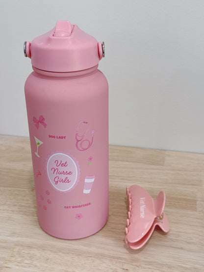 Vet Nurse Girls Water Bottle Pink