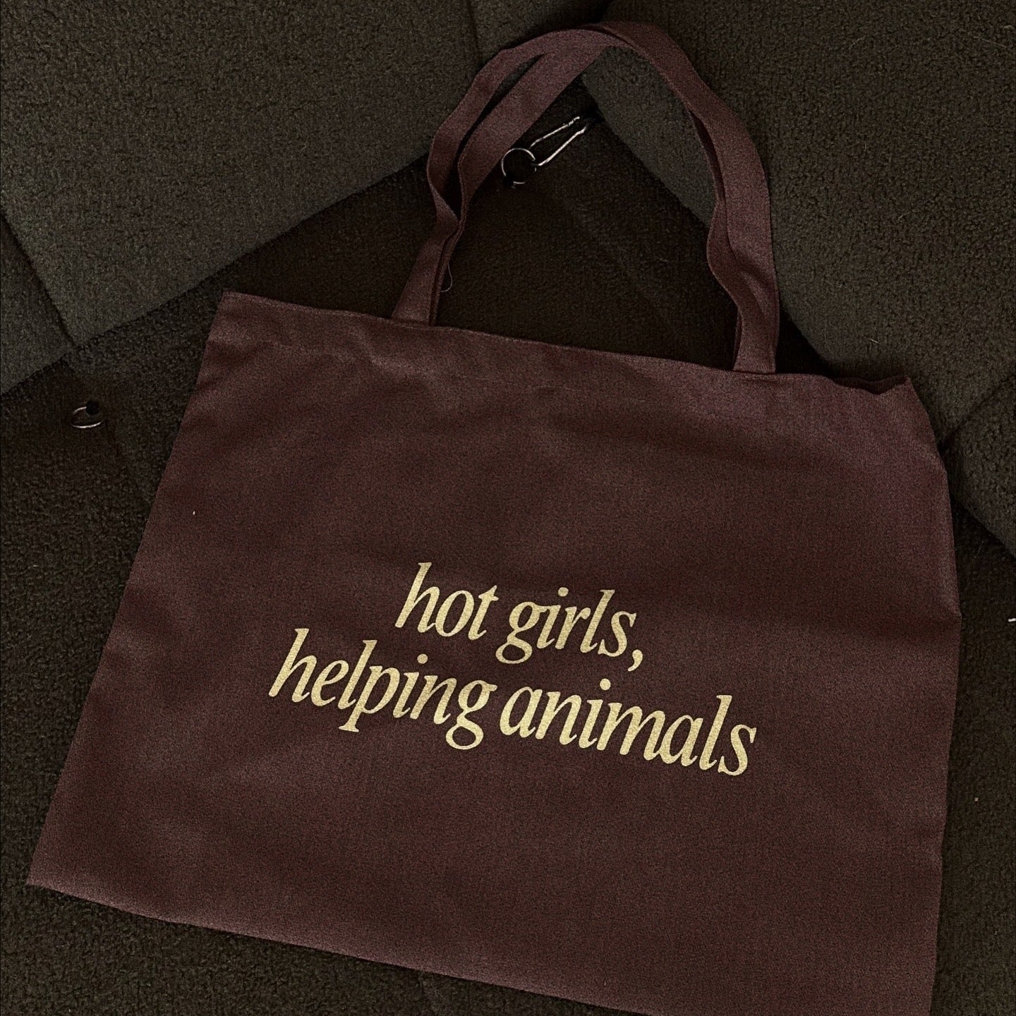 Hot Girls Helping Animals Brown Tote