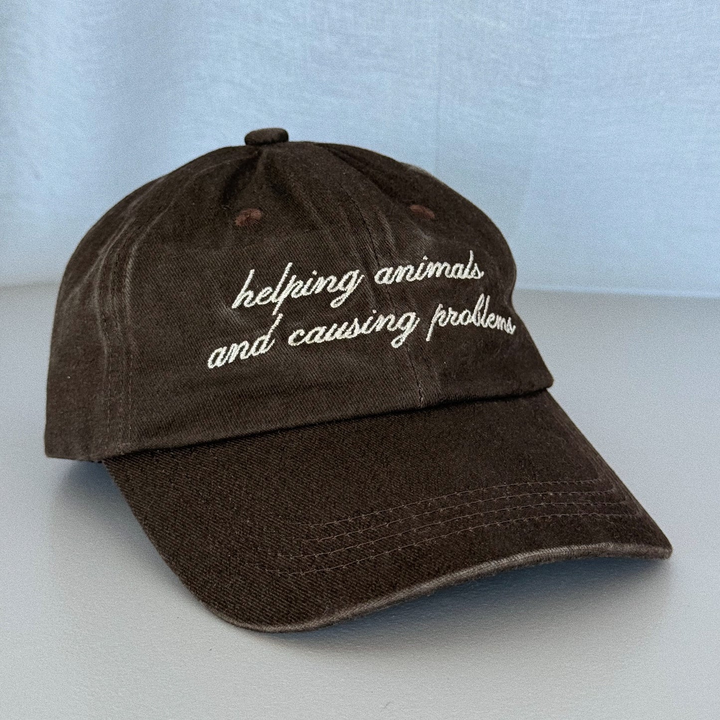 Helping Animals & Causing Problems Brown Dad Hat
