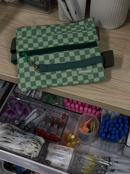 Vet Nurse Pouch Green Checkered