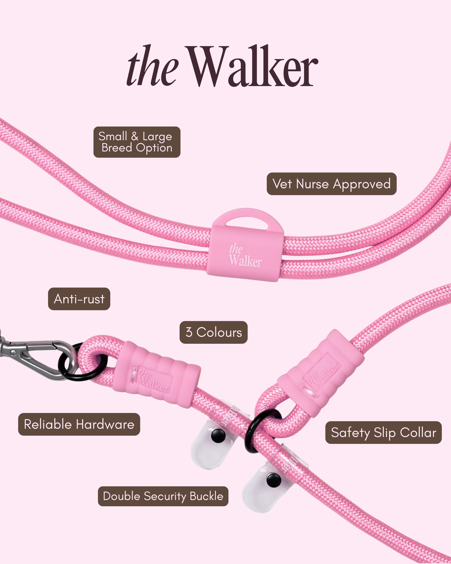 The Walker Vet Nurse Bundle Dog Walking Hands-free Leash - Pink