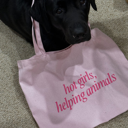 Hot Girls Helping Animals Pink Tote