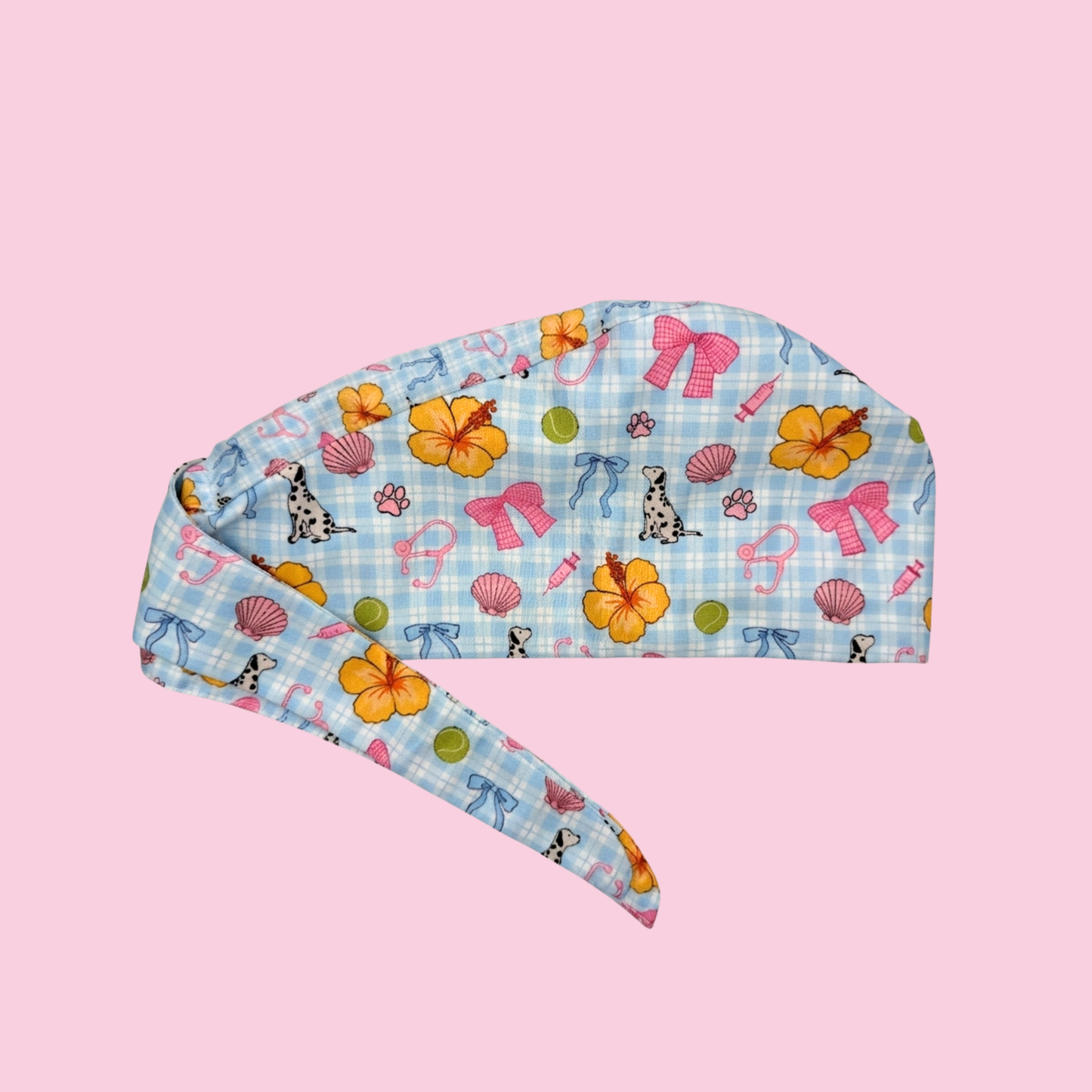Vet Nurse Surgical Scrub Hat - Tropical Blue Dog Walk