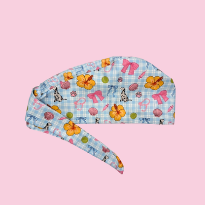 Vet Nurse Surgical Scrub Hat - Tropical Blue Dog Walk