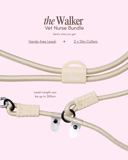 The Walker Vet Nurse Bundle Dog Walking Hands-free Leash - Cream