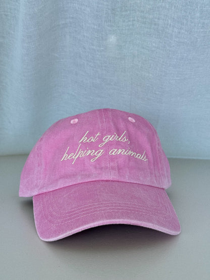 Hot Girls Helping Animals Pink Dad Hat