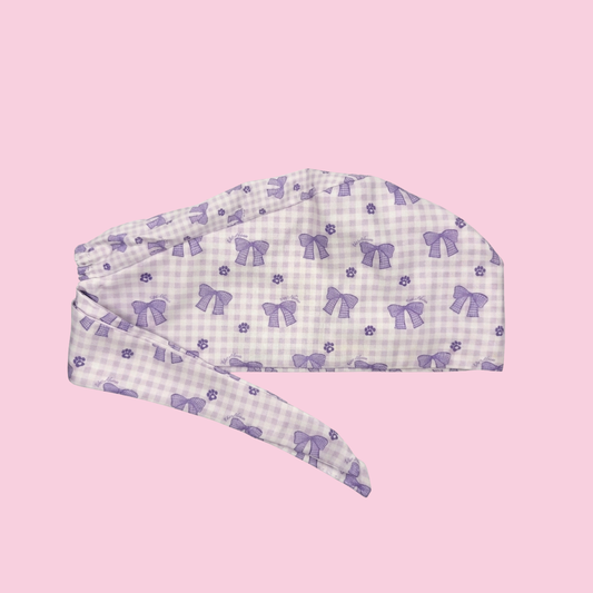 Vet Nurse Surgical Scrub Hat - Lilac Bows & Paws