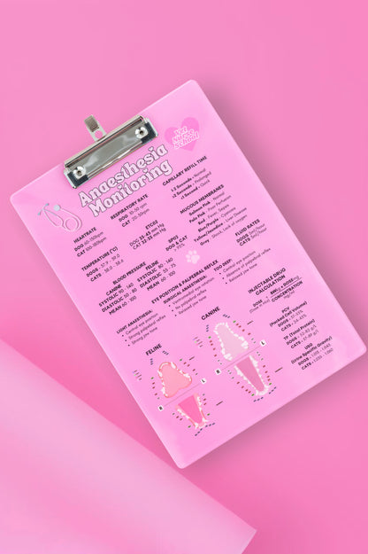 Anaesthetic Monitoring Clipboard - Pink