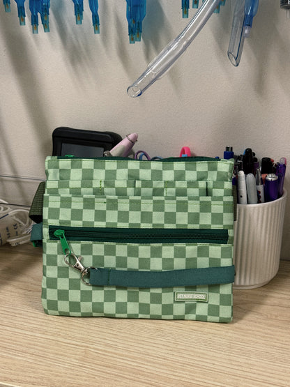 Vet Nurse Pouch Green Checkered