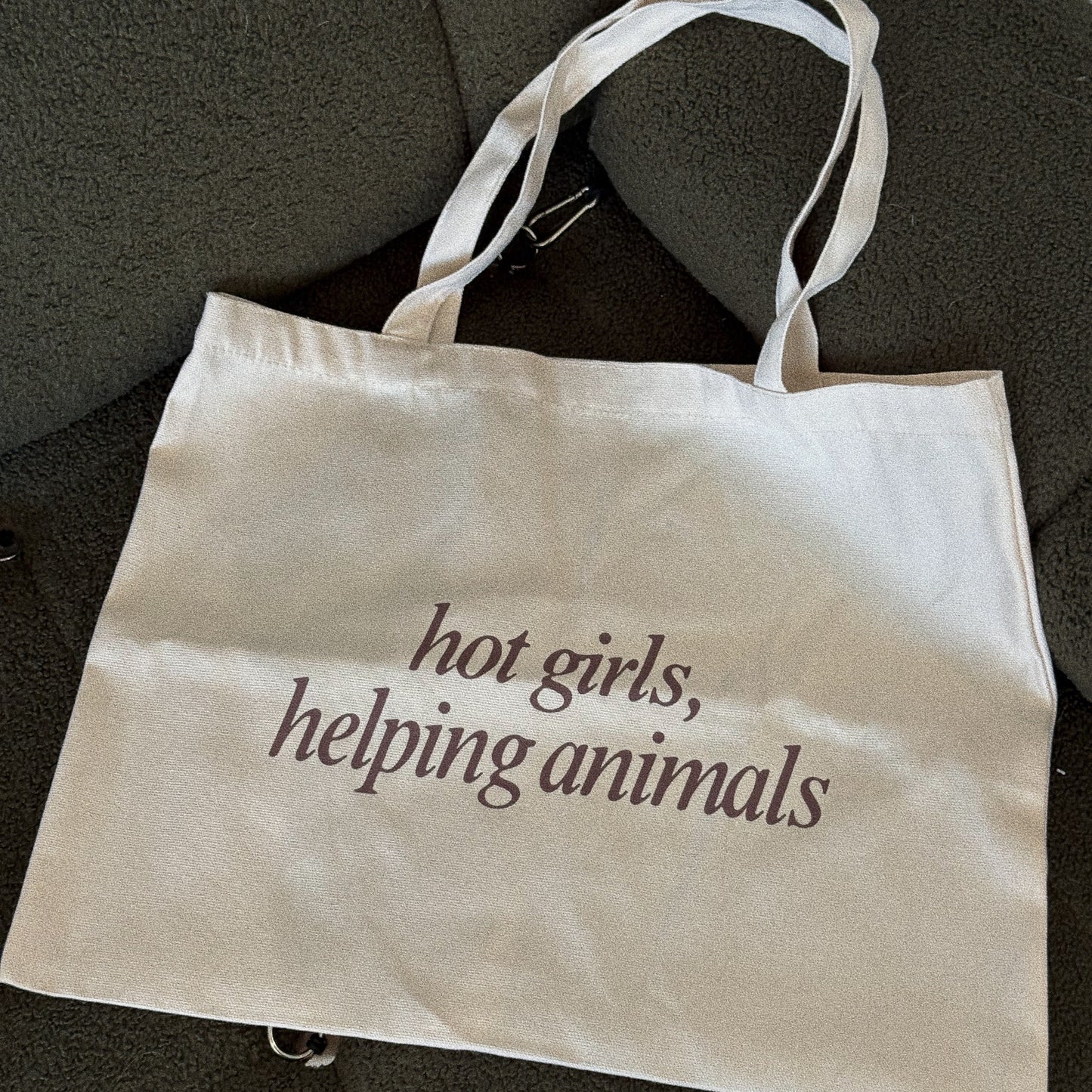 Hot Girls Helping Animals Cream Tote