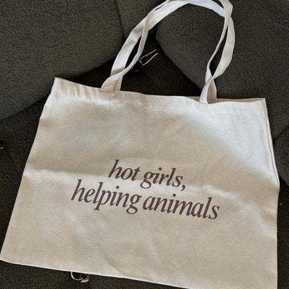 Hot Girls Helping Animals Cream Tote