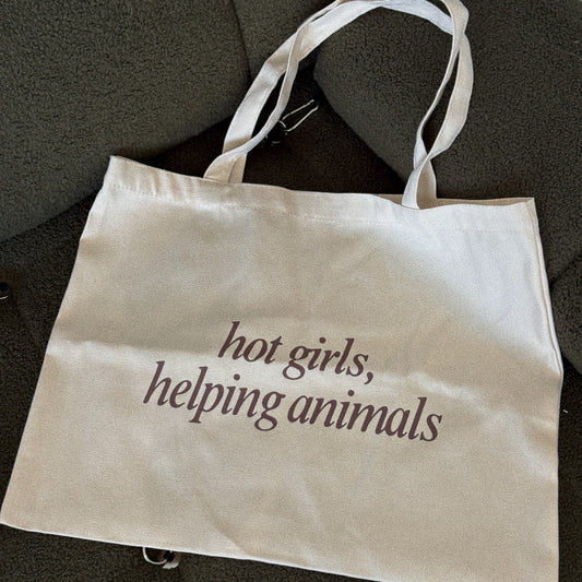 Hot Girls Helping Animals Cream Tote
