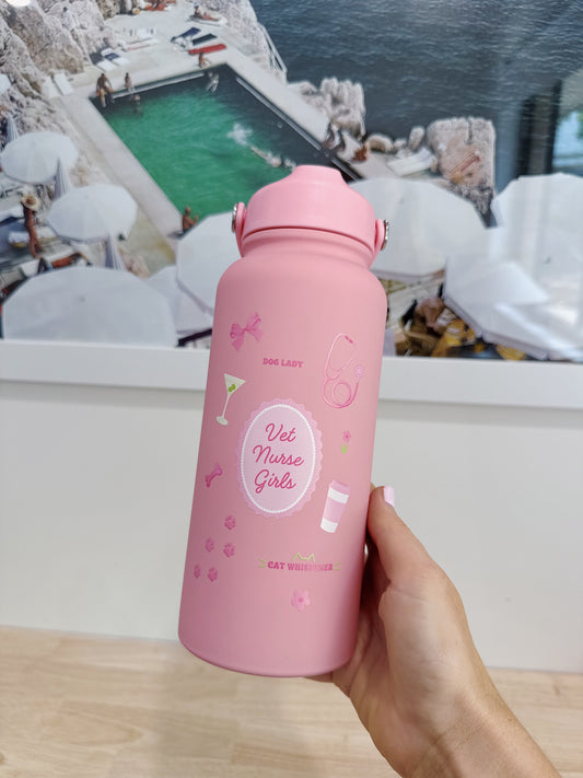 Vet Nurse Girls Water Bottle Pink