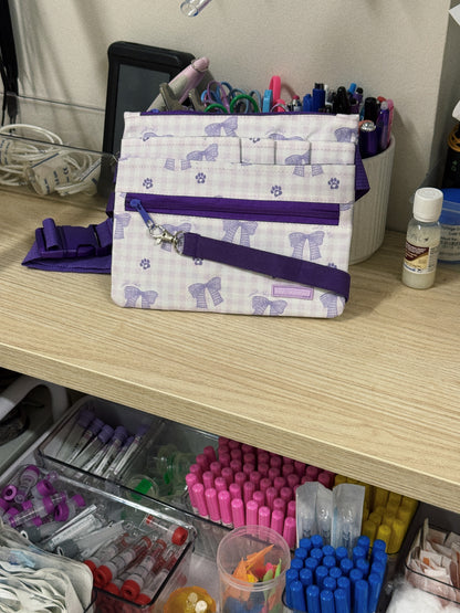 Vet Nurse Pouch Lilac Bows & Paws