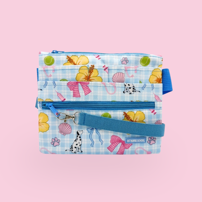 Vet Nurse Pouch Tropical Blue Dog Walk