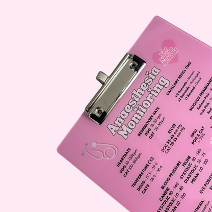 Anaesthetic Monitoring Clipboard - Pink