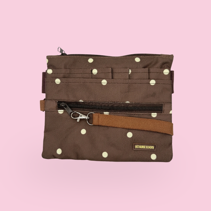 Vet Nurse Pouch Mocha Polka Dots