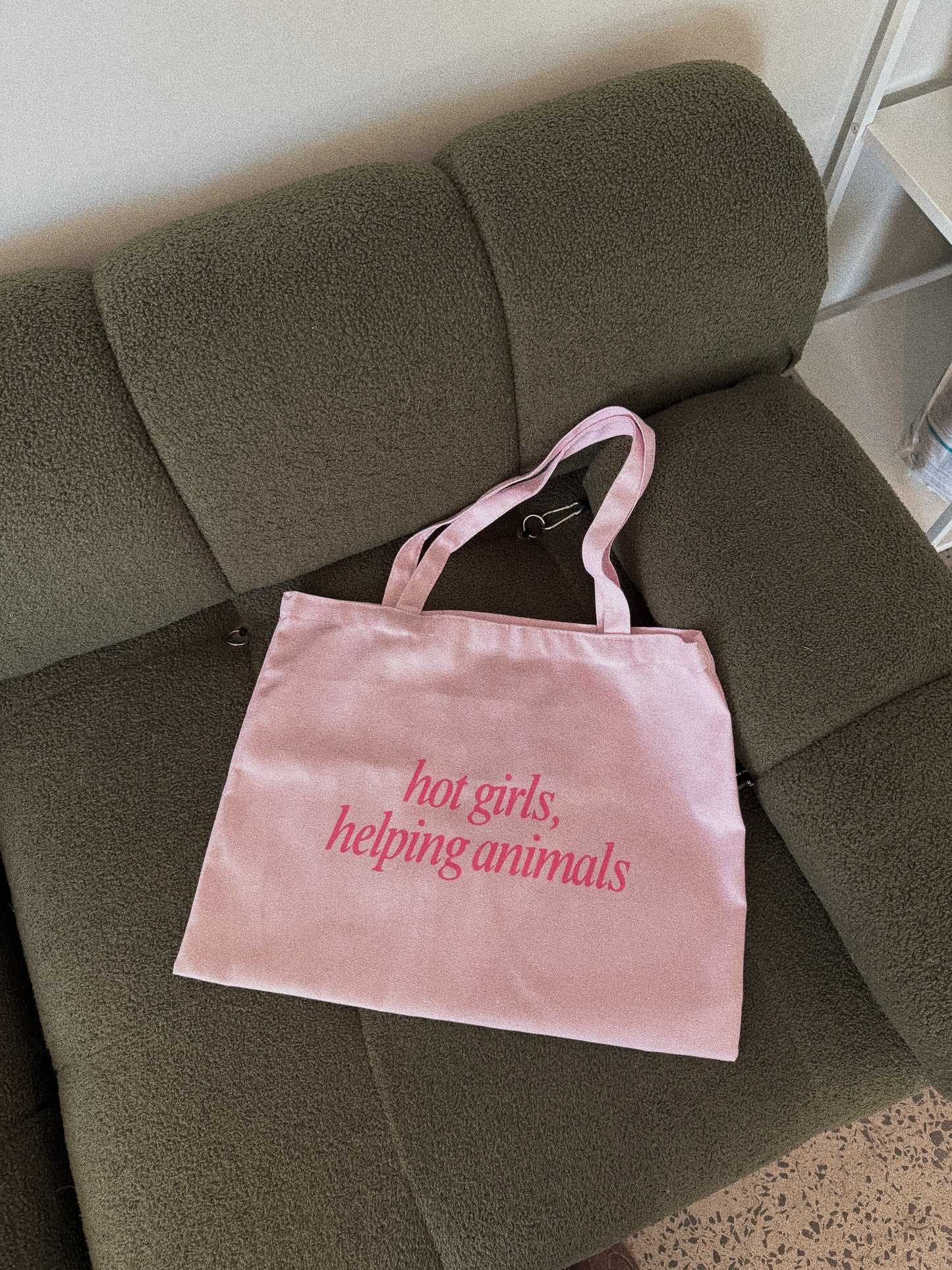 Hot Girls Helping Animals Pink Tote