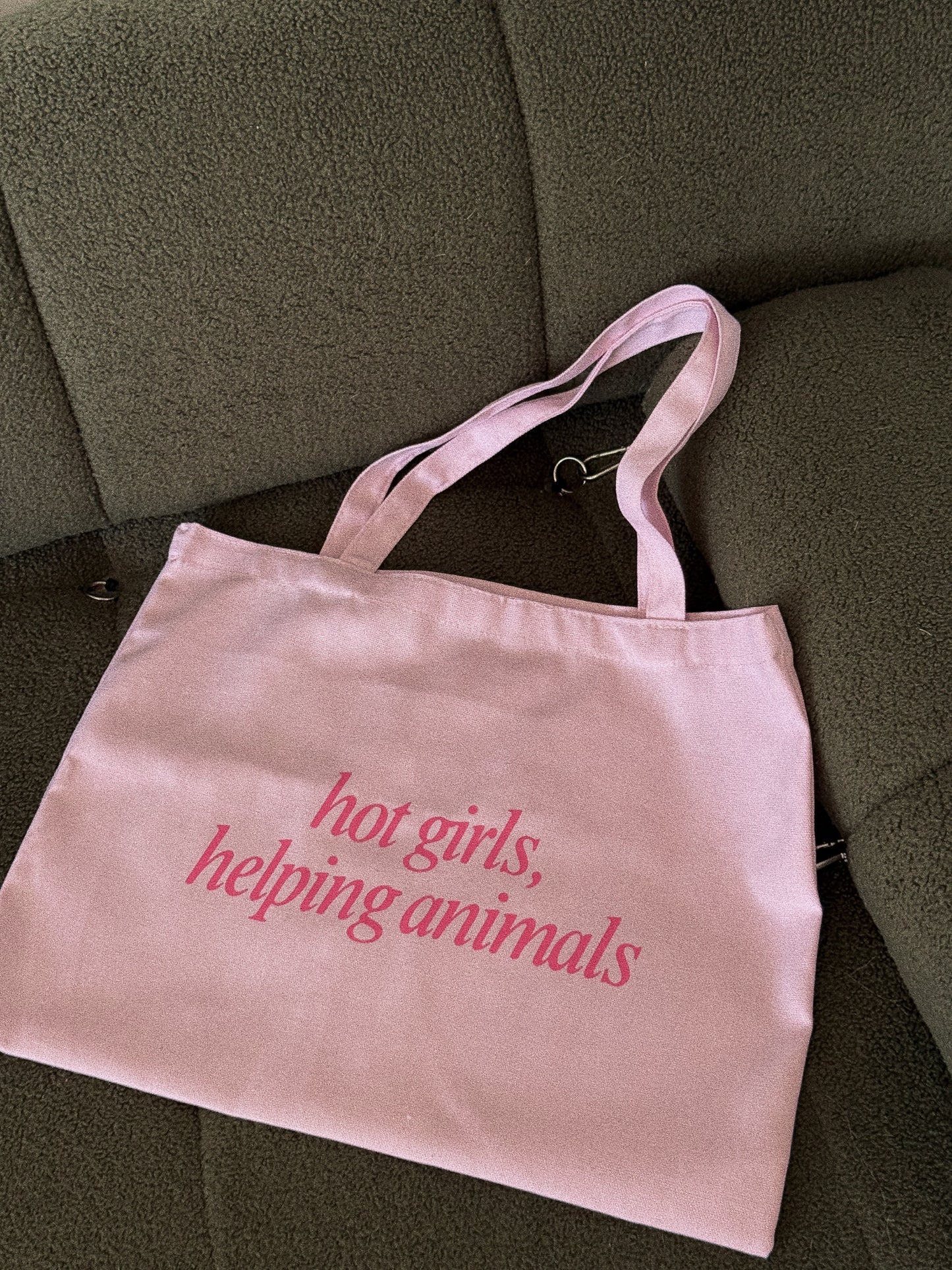 Hot Girls Helping Animals Pink Tote