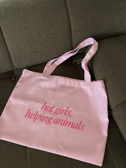 Hot Girls Helping Animals Pink Tote