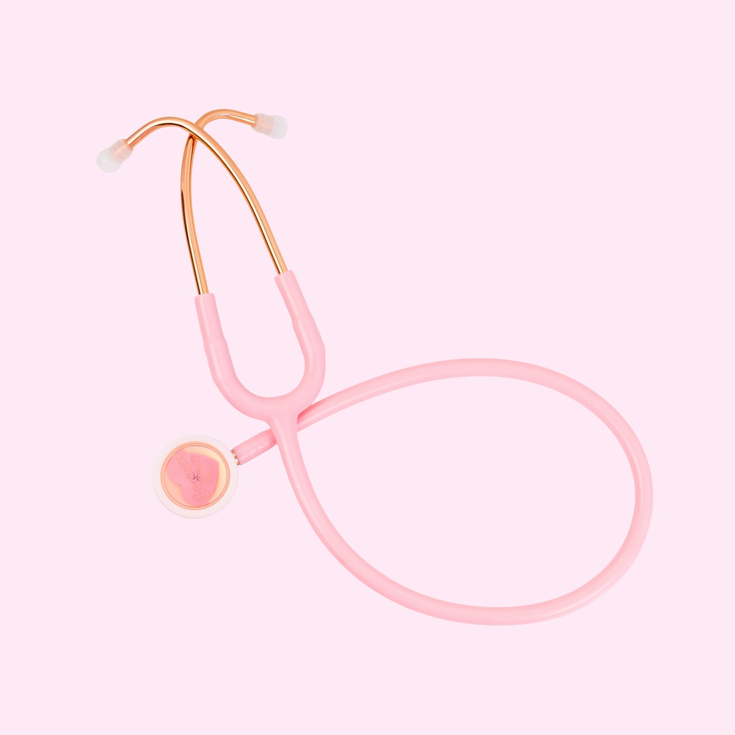 Pink vet nurse tech school shop stethoscope on a light pink background