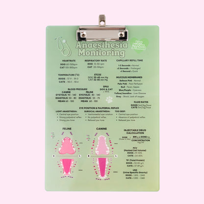 Anaesthetic Monitoring Clipboard - Matcha Green