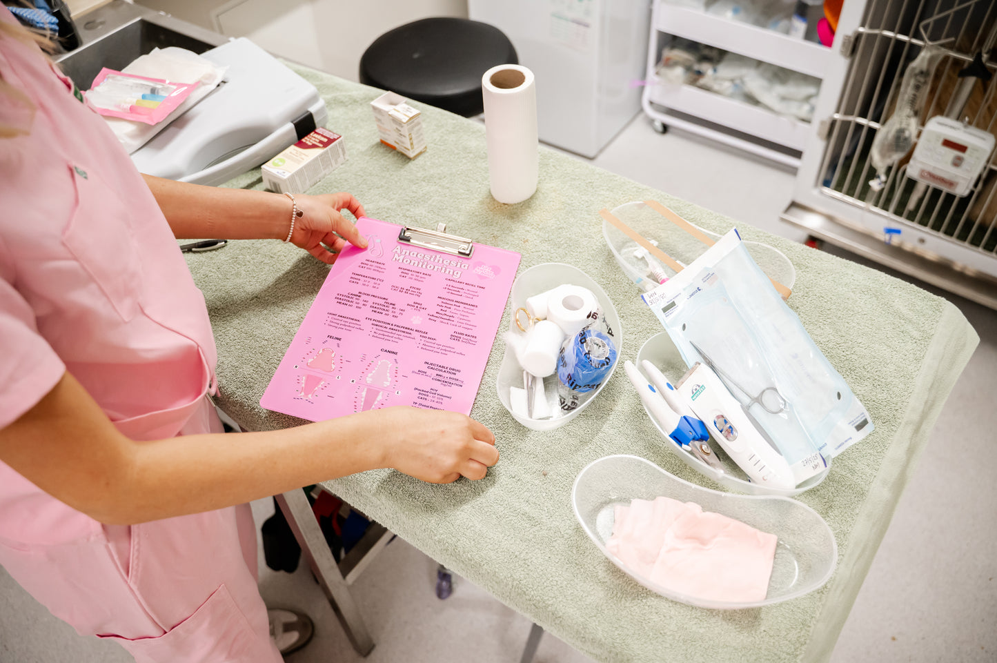 Anaesthetic Monitoring Clipboard - Pink