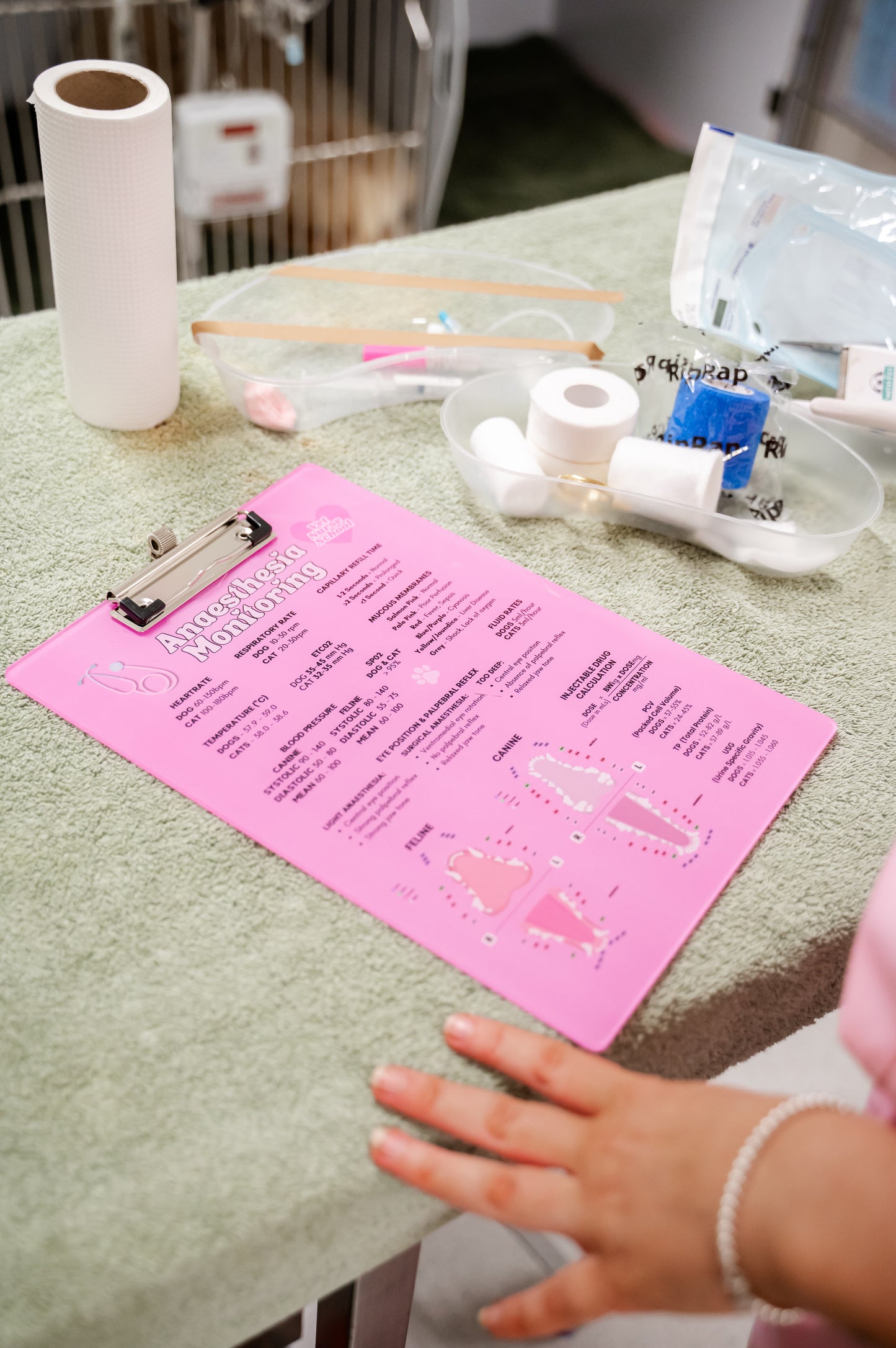 Anaesthetic Monitoring Clipboard - Pink