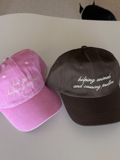 Hot Girls Helping Animals Pink Dad Hat