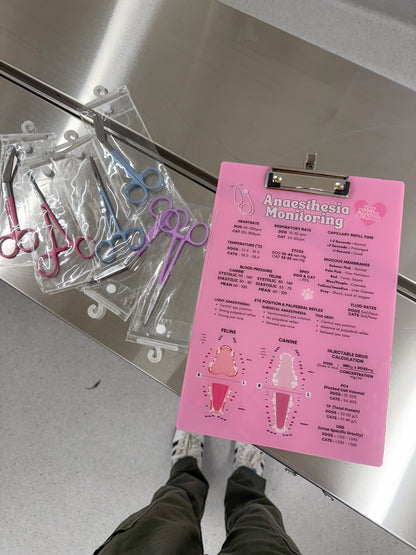 Anaesthetic Monitoring Clipboard - Pink