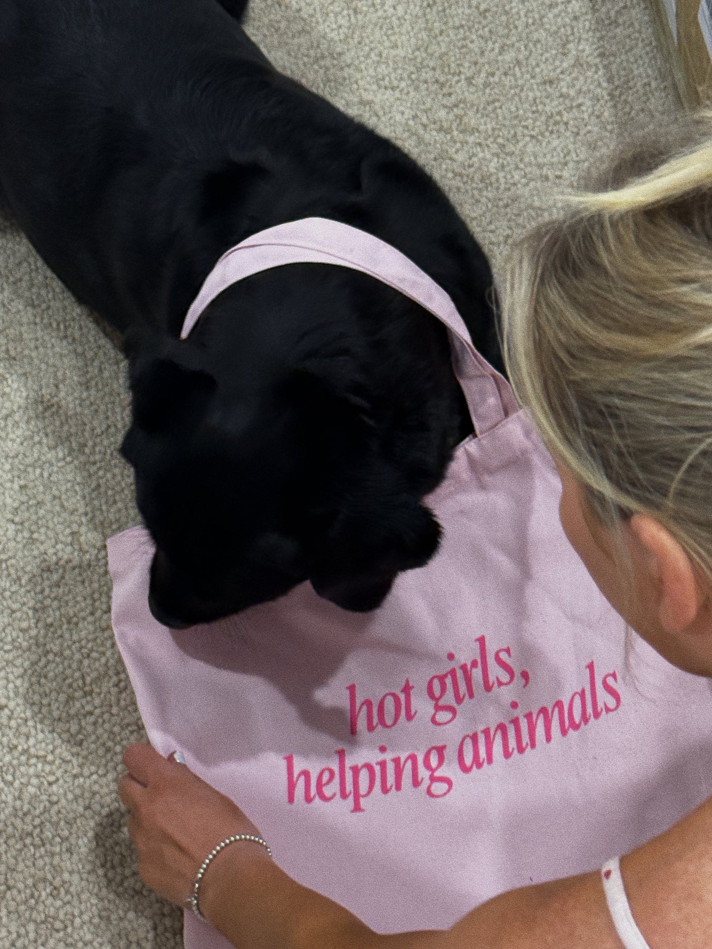Hot Girls Helping Animals Pink Tote
