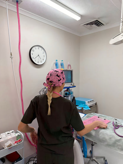 Scrub Hat - Pink Crazy Cat Nurse