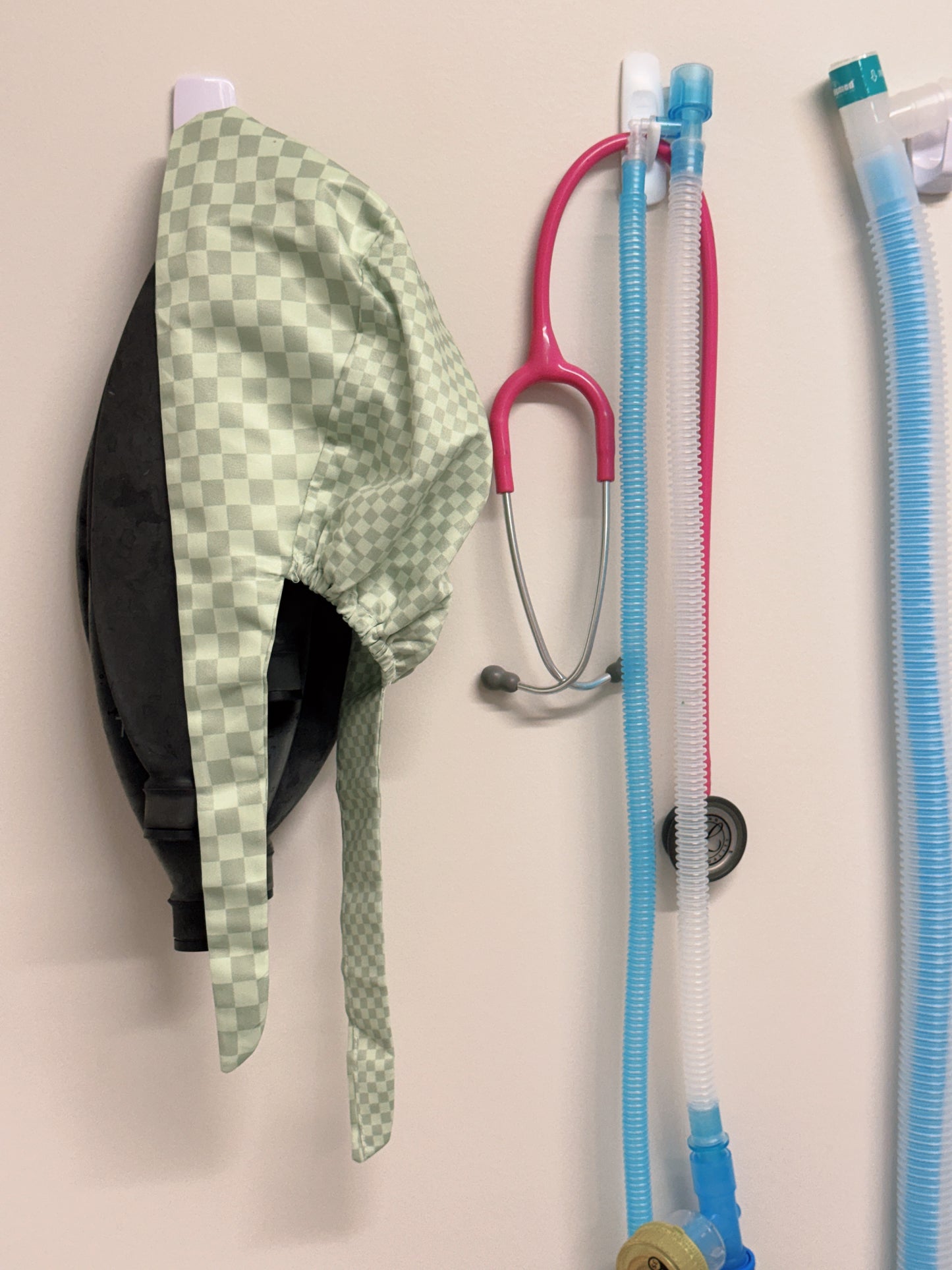 Vet Nurse Surgical Scrub Hat - Green Checkered