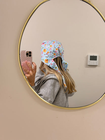 Vet Nurse Surgical Scrub Hat - Tropical Blue Dog Walk