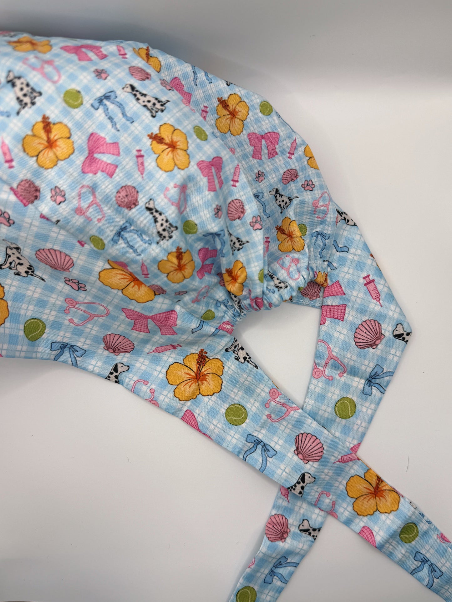 Vet Nurse Surgical Scrub Hat - Tropical Blue Dog Walk