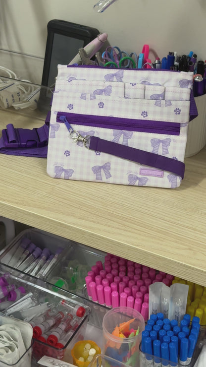 Vet Nurse Pouch Lilac Bows & Paws