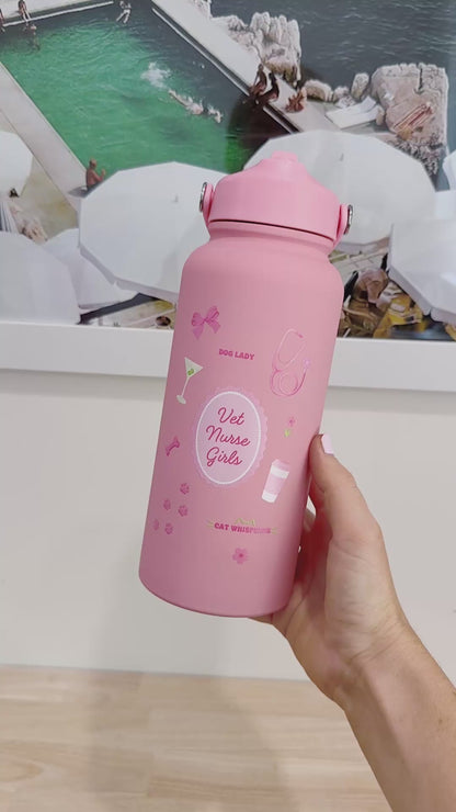 Vet Nurse Girls Water Bottle Pink